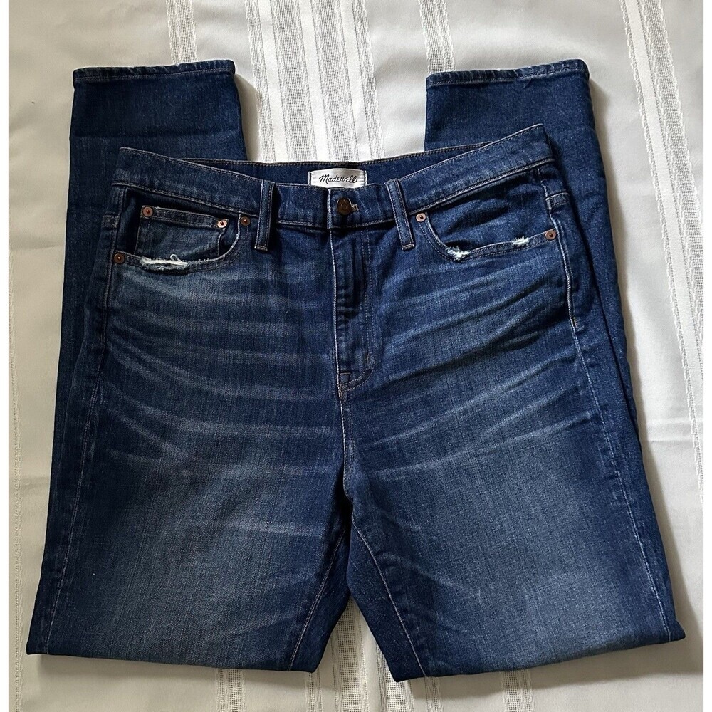 Madewell High-Rise Slim Boyjean Milton Wash Jeans Womens 30 Stretch Blue G7199